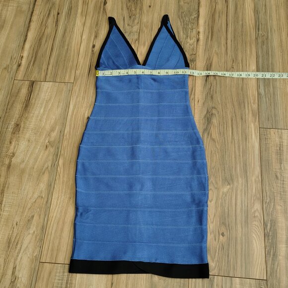 Rachael G. Stretch V-Neck Strappy Dress in Blue and Black - Picture 13 of 15